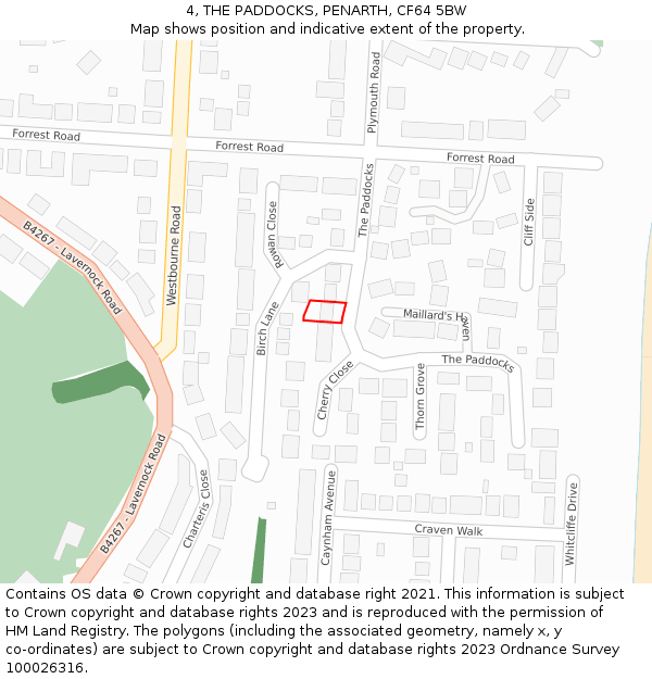 4, THE PADDOCKS, PENARTH, CF64 5BW: Location map and indicative extent of plot