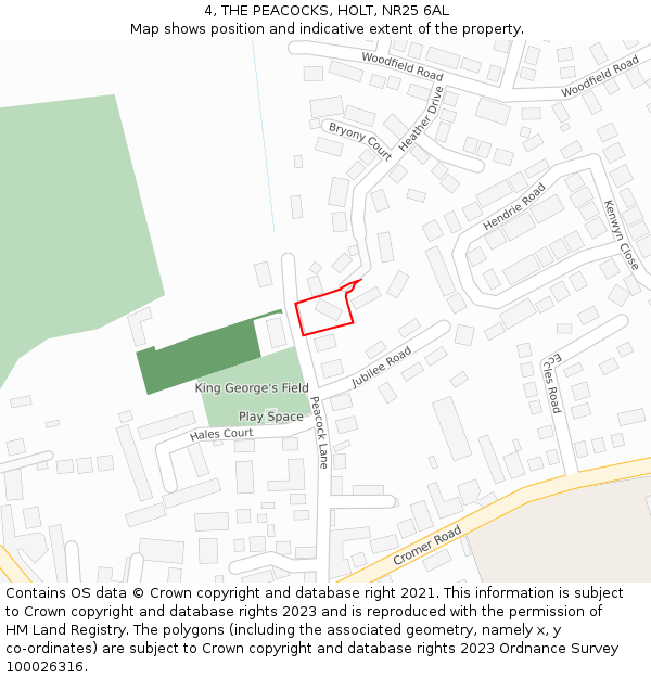 4, THE PEACOCKS, HOLT, NR25 6AL: Location map and indicative extent of plot