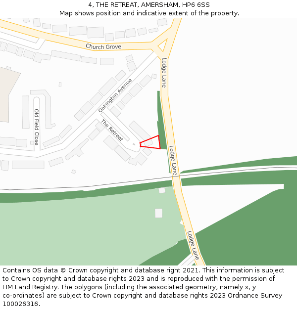 4, THE RETREAT, AMERSHAM, HP6 6SS: Location map and indicative extent of plot