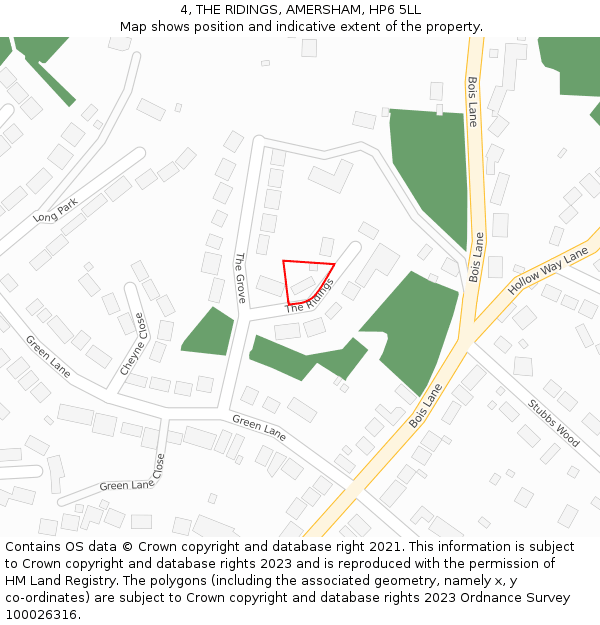 4, THE RIDINGS, AMERSHAM, HP6 5LL: Location map and indicative extent of plot