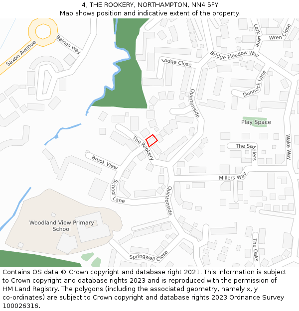 4, THE ROOKERY, NORTHAMPTON, NN4 5FY: Location map and indicative extent of plot
