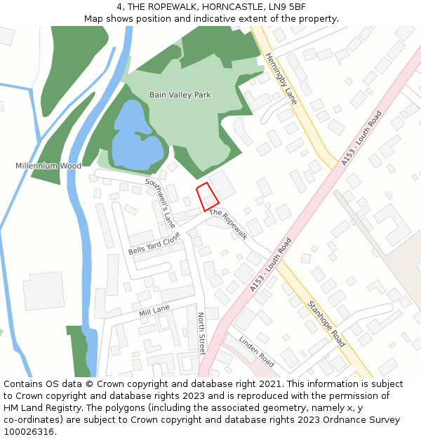 4, THE ROPEWALK, HORNCASTLE, LN9 5BF: Location map and indicative extent of plot