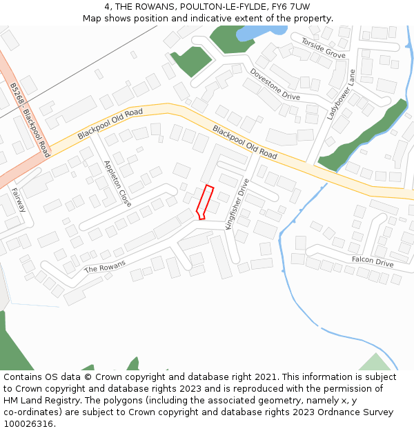 4, THE ROWANS, POULTON-LE-FYLDE, FY6 7UW: Location map and indicative extent of plot