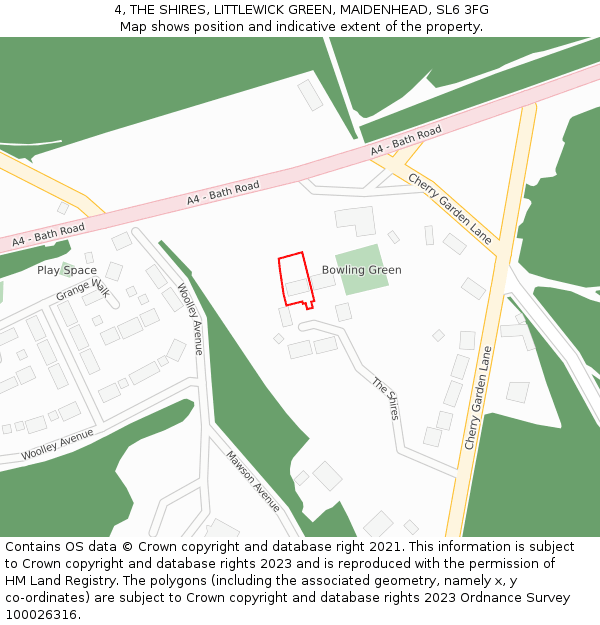 4, THE SHIRES, LITTLEWICK GREEN, MAIDENHEAD, SL6 3FG: Location map and indicative extent of plot