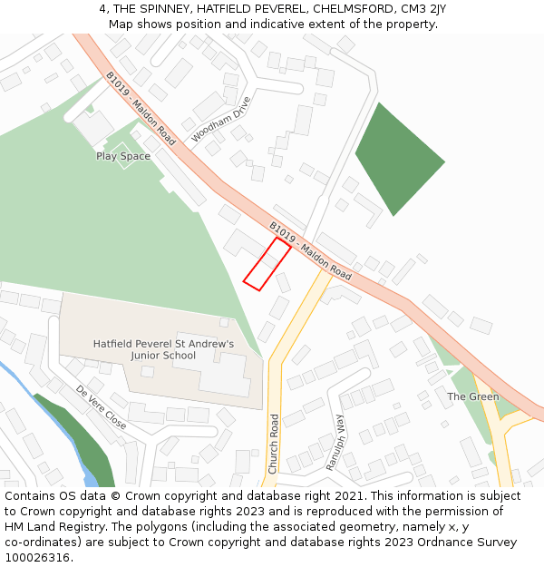 4, THE SPINNEY, HATFIELD PEVEREL, CHELMSFORD, CM3 2JY: Location map and indicative extent of plot