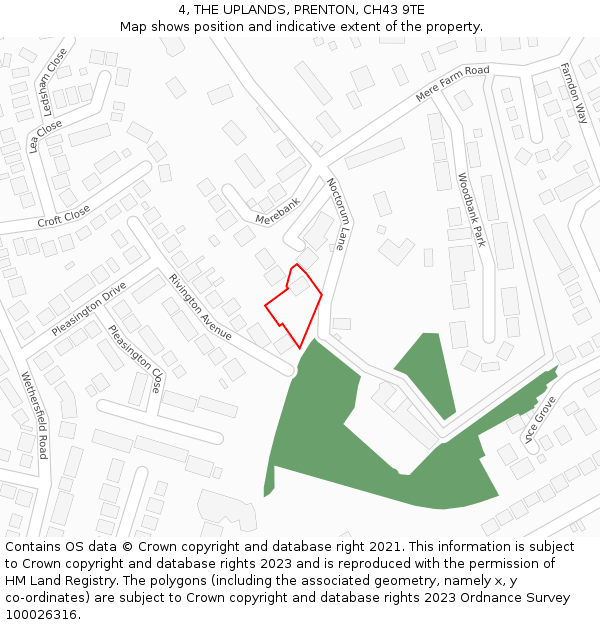 4, THE UPLANDS, PRENTON, CH43 9TE: Location map and indicative extent of plot