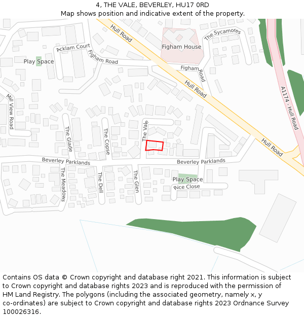 4, THE VALE, BEVERLEY, HU17 0RD: Location map and indicative extent of plot