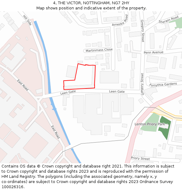 4, THE VICTOR, NOTTINGHAM, NG7 2HY: Location map and indicative extent of plot