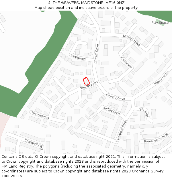 4, THE WEAVERS, MAIDSTONE, ME16 0NZ: Location map and indicative extent of plot