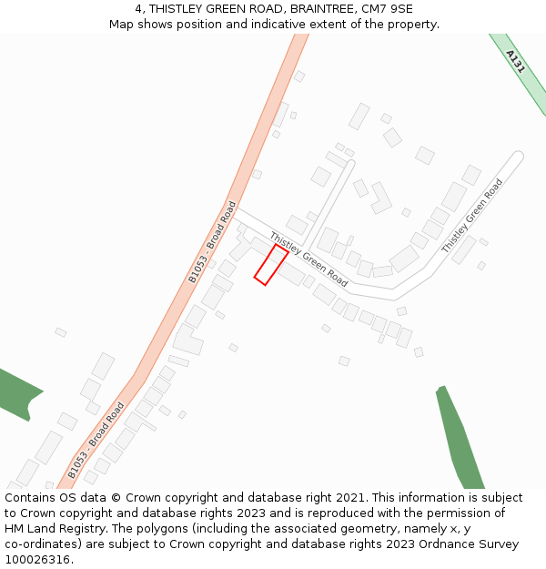 4, THISTLEY GREEN ROAD, BRAINTREE, CM7 9SE: Location map and indicative extent of plot