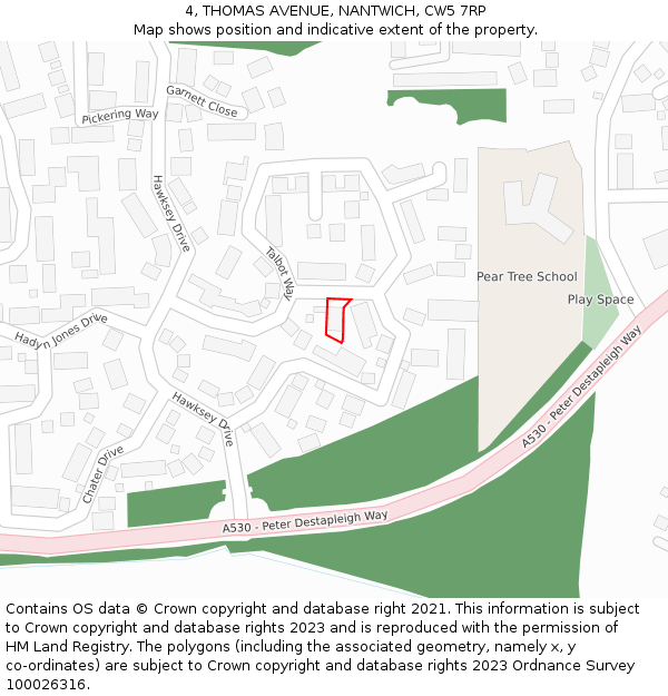 4, THOMAS AVENUE, NANTWICH, CW5 7RP: Location map and indicative extent of plot