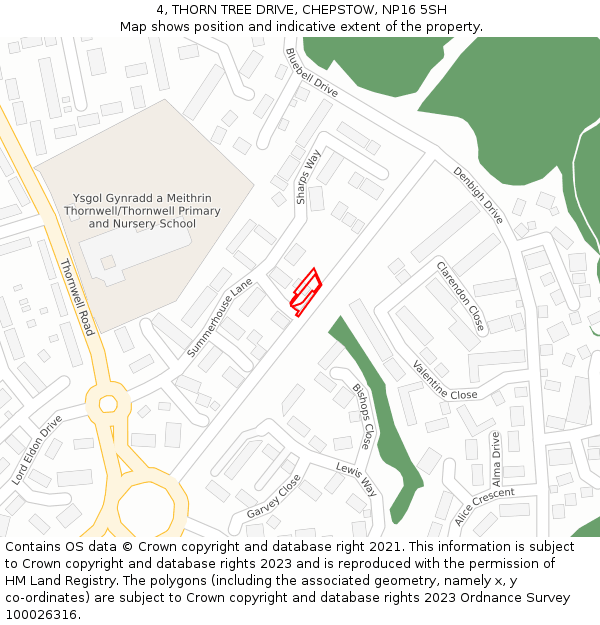 4, THORN TREE DRIVE, CHEPSTOW, NP16 5SH: Location map and indicative extent of plot