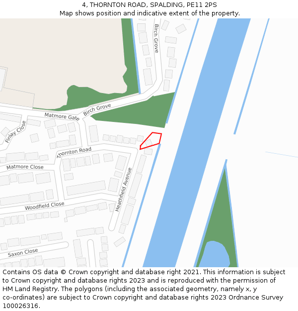 4, THORNTON ROAD, SPALDING, PE11 2PS: Location map and indicative extent of plot