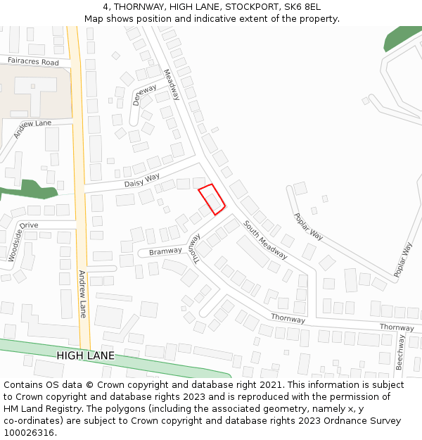 4, THORNWAY, HIGH LANE, STOCKPORT, SK6 8EL: Location map and indicative extent of plot