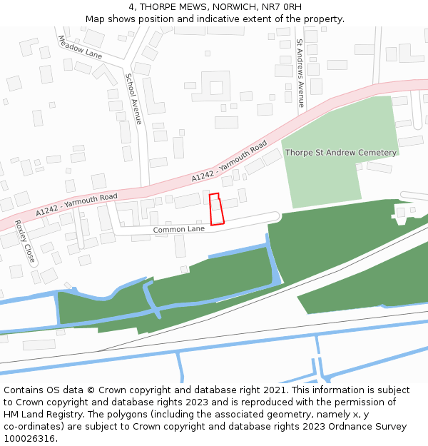 4, THORPE MEWS, NORWICH, NR7 0RH: Location map and indicative extent of plot
