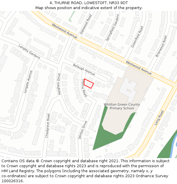 4, THURNE ROAD, LOWESTOFT, NR33 9DT: Location map and indicative extent of plot