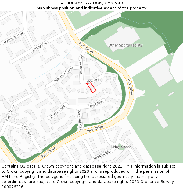 4, TIDEWAY, MALDON, CM9 5ND: Location map and indicative extent of plot