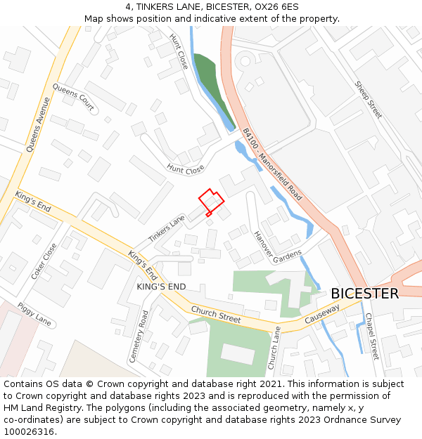 4, TINKERS LANE, BICESTER, OX26 6ES: Location map and indicative extent of plot