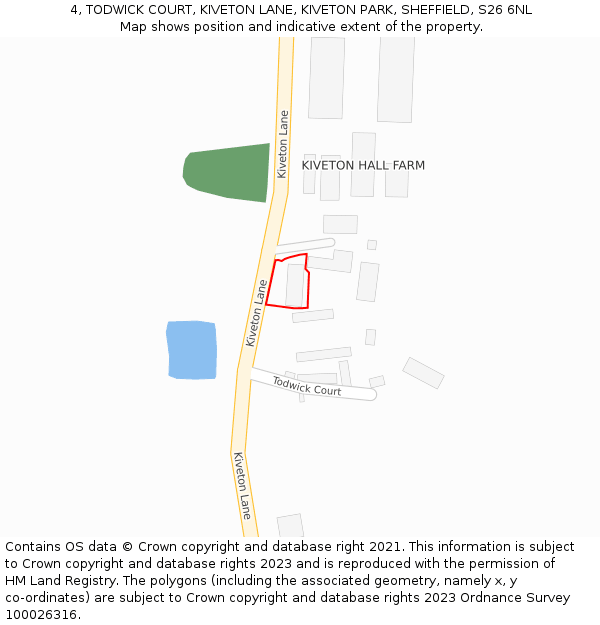 4, TODWICK COURT, KIVETON LANE, KIVETON PARK, SHEFFIELD, S26 6NL: Location map and indicative extent of plot