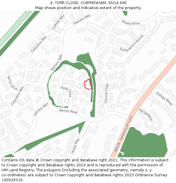 4, TORR CLOSE, CHIPPENHAM, SN14 6XE: Location map and indicative extent of plot