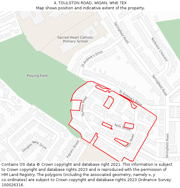 4, TOULSTON ROAD, WIGAN, WN6 7EX: Location map and indicative extent of plot