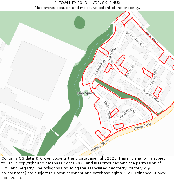 4, TOWNLEY FOLD, HYDE, SK14 4UX: Location map and indicative extent of plot