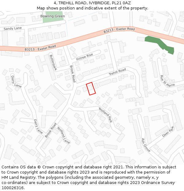 4, TREHILL ROAD, IVYBRIDGE, PL21 0AZ: Location map and indicative extent of plot