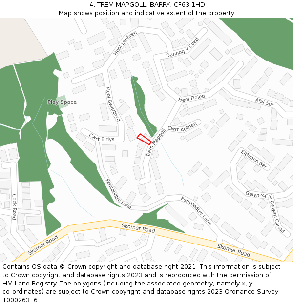 4, TREM MAPGOLL, BARRY, CF63 1HD: Location map and indicative extent of plot