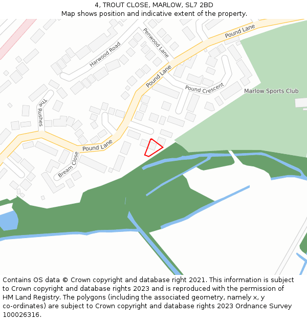 4, TROUT CLOSE, MARLOW, SL7 2BD: Location map and indicative extent of plot