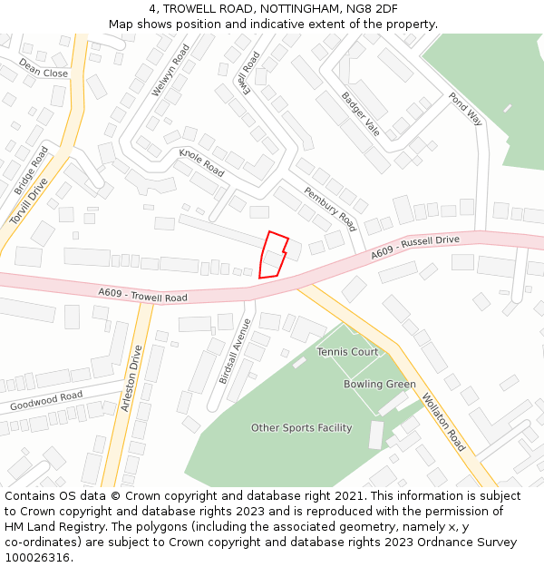 4, TROWELL ROAD, NOTTINGHAM, NG8 2DF: Location map and indicative extent of plot