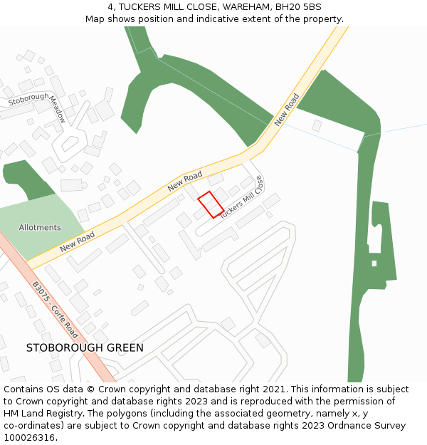 4, TUCKERS MILL CLOSE, WAREHAM, BH20 5BS: Location map and indicative extent of plot