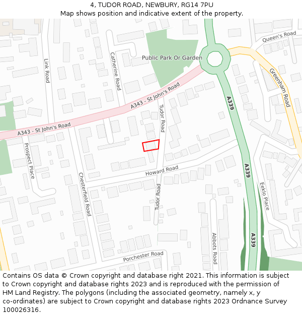 4, TUDOR ROAD, NEWBURY, RG14 7PU: Location map and indicative extent of plot