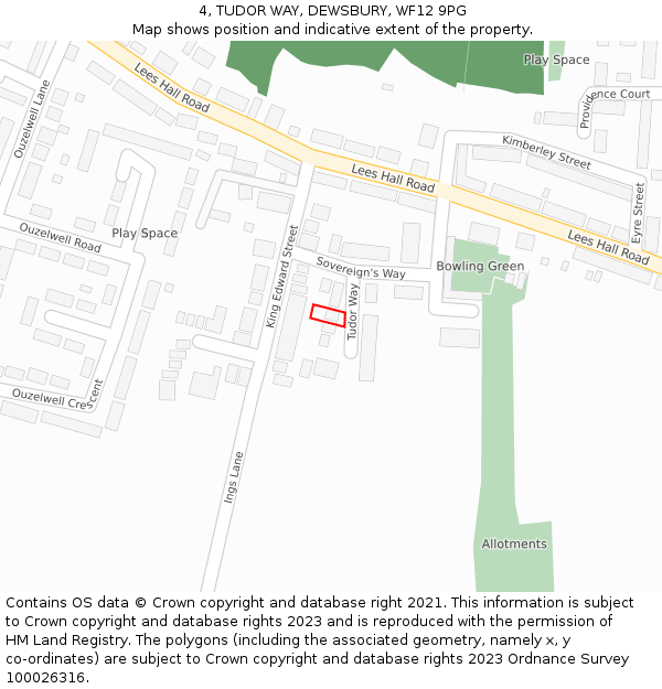 4, TUDOR WAY, DEWSBURY, WF12 9PG: Location map and indicative extent of plot