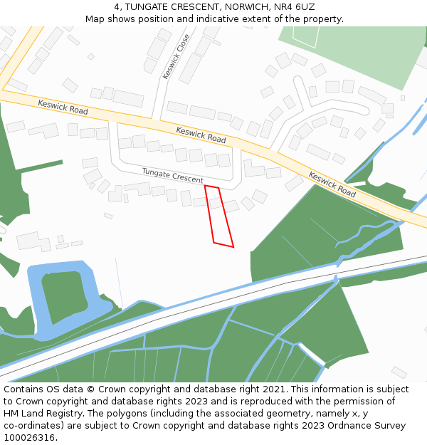 4, TUNGATE CRESCENT, NORWICH, NR4 6UZ: Location map and indicative extent of plot