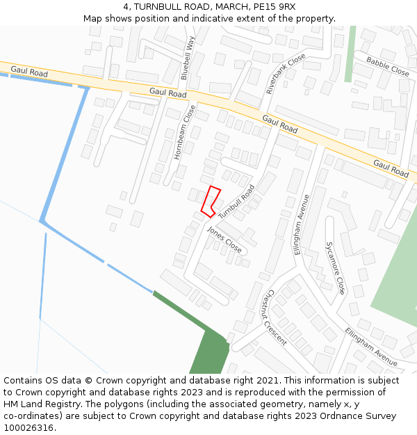 4, TURNBULL ROAD, MARCH, PE15 9RX: Location map and indicative extent of plot