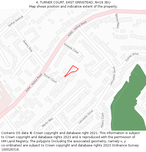 4, TURNER COURT, EAST GRINSTEAD, RH19 3EU: Location map and indicative extent of plot