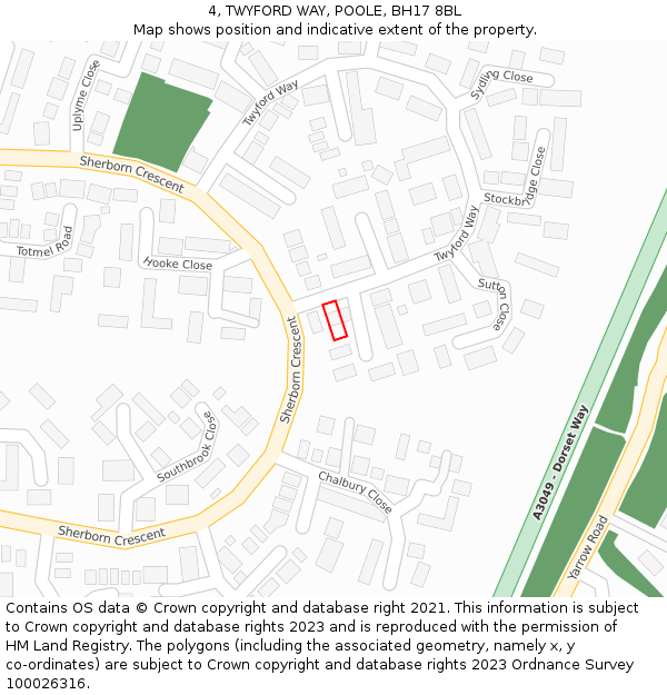 4, TWYFORD WAY, POOLE, BH17 8BL: Location map and indicative extent of plot