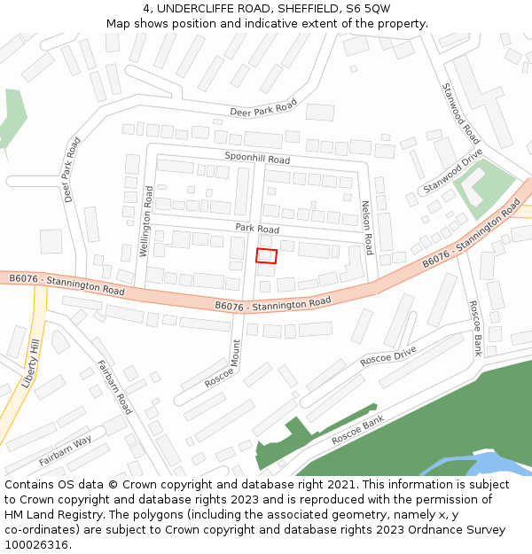 4, UNDERCLIFFE ROAD, SHEFFIELD, S6 5QW: Location map and indicative extent of plot