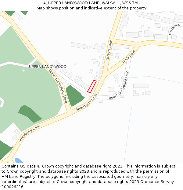 4, UPPER LANDYWOOD LANE, WALSALL, WS6 7AU: Location map and indicative extent of plot