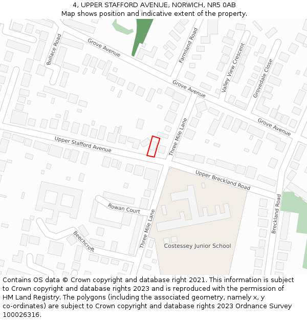 4, UPPER STAFFORD AVENUE, NORWICH, NR5 0AB: Location map and indicative extent of plot