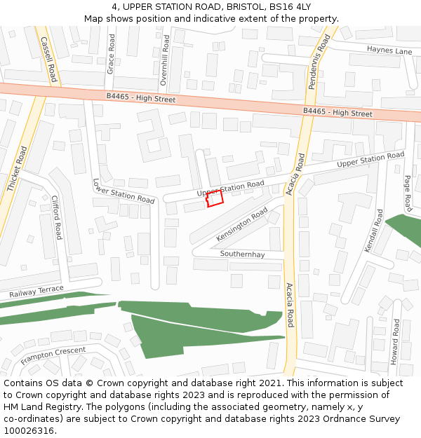 4, UPPER STATION ROAD, BRISTOL, BS16 4LY: Location map and indicative extent of plot