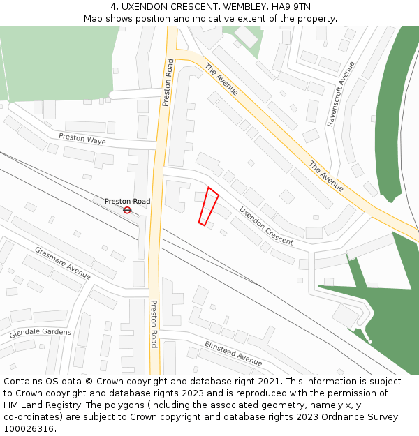 4, UXENDON CRESCENT, WEMBLEY, HA9 9TN: Location map and indicative extent of plot