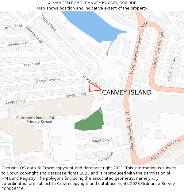 4, VAAGEN ROAD, CANVEY ISLAND, SS8 9DP: Location map and indicative extent of plot
