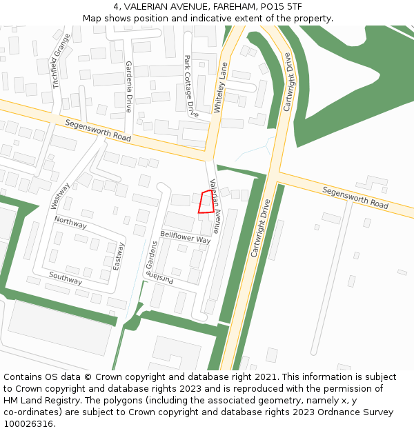 4, VALERIAN AVENUE, FAREHAM, PO15 5TF: Location map and indicative extent of plot