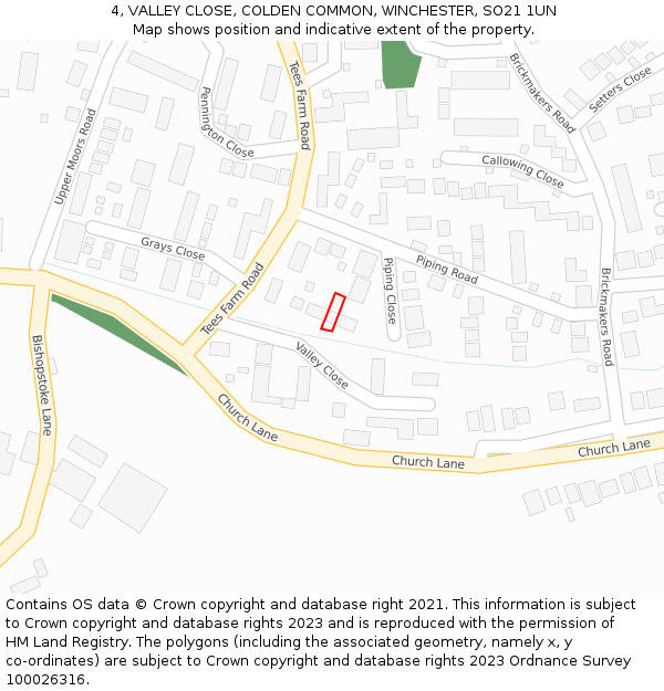 4, VALLEY CLOSE, COLDEN COMMON, WINCHESTER, SO21 1UN: Location map and indicative extent of plot