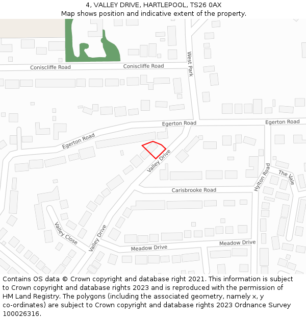 4, VALLEY DRIVE, HARTLEPOOL, TS26 0AX: Location map and indicative extent of plot