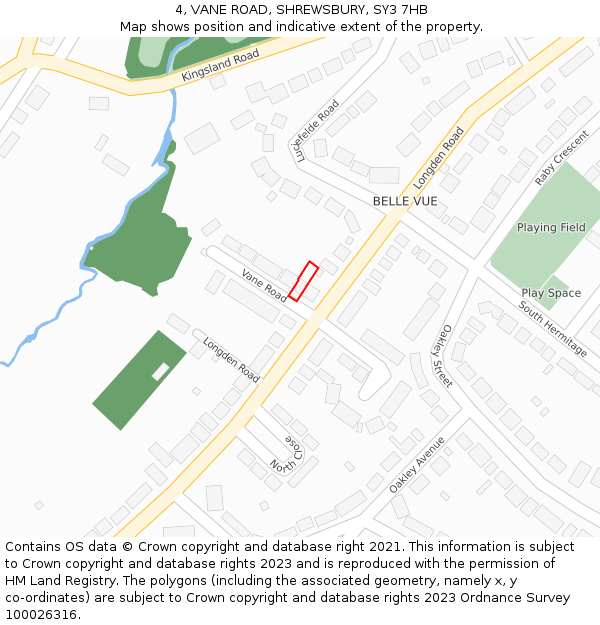 4, VANE ROAD, SHREWSBURY, SY3 7HB: Location map and indicative extent of plot