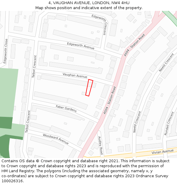 4, VAUGHAN AVENUE, LONDON, NW4 4HU: Location map and indicative extent of plot