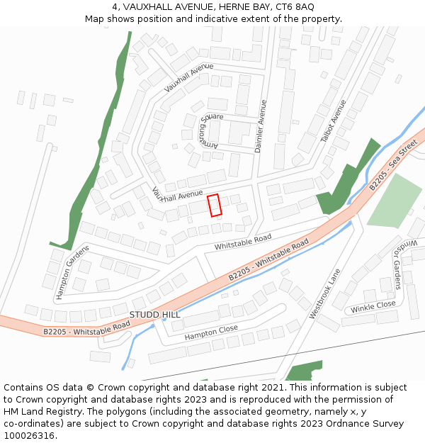 4, VAUXHALL AVENUE, HERNE BAY, CT6 8AQ: Location map and indicative extent of plot