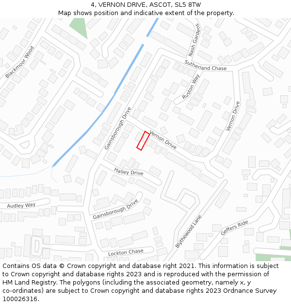 4, VERNON DRIVE, ASCOT, SL5 8TW: Location map and indicative extent of plot